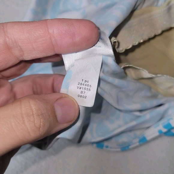 Lands End Swim Top Womens Sz 16 D Blue Modest Tank Neck Pool Strap Plus Size - Picture 11 of 12